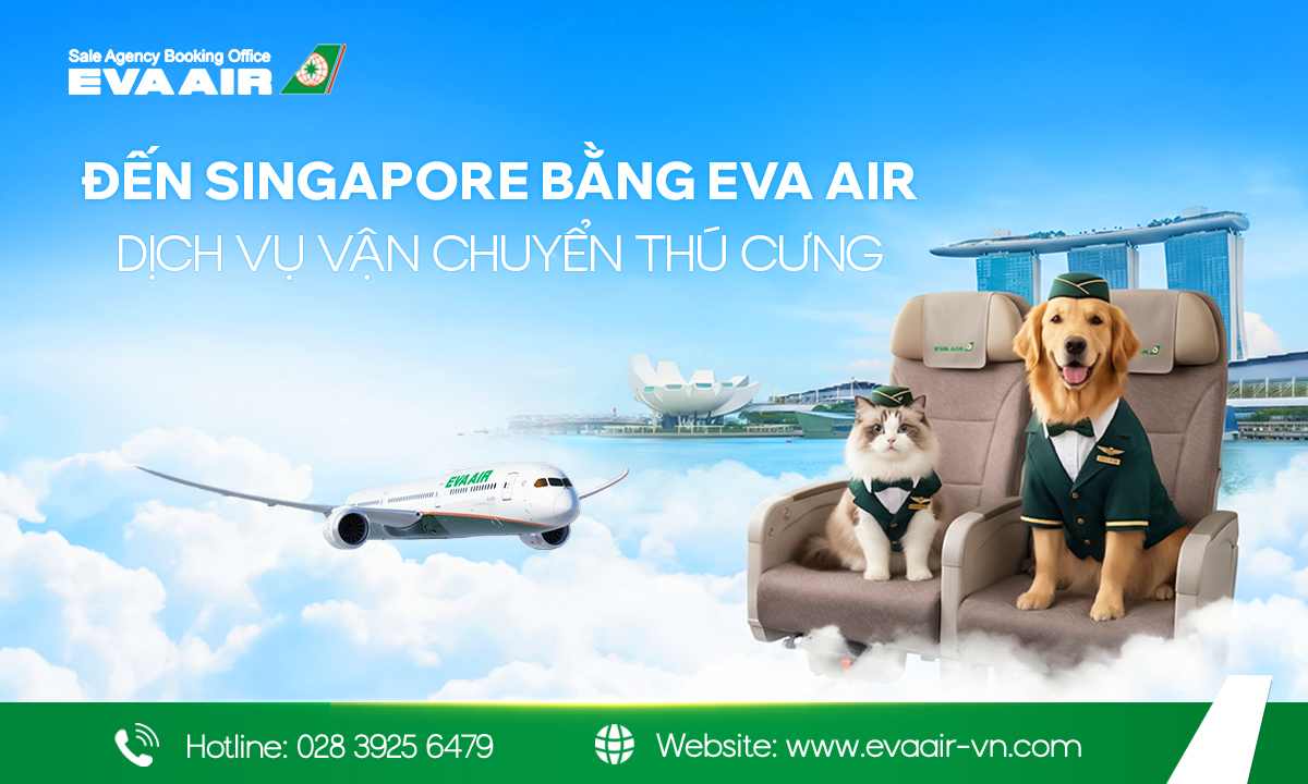 Dịch vụ vận chuyển thú cưng đến Singapore bằng EVA Air