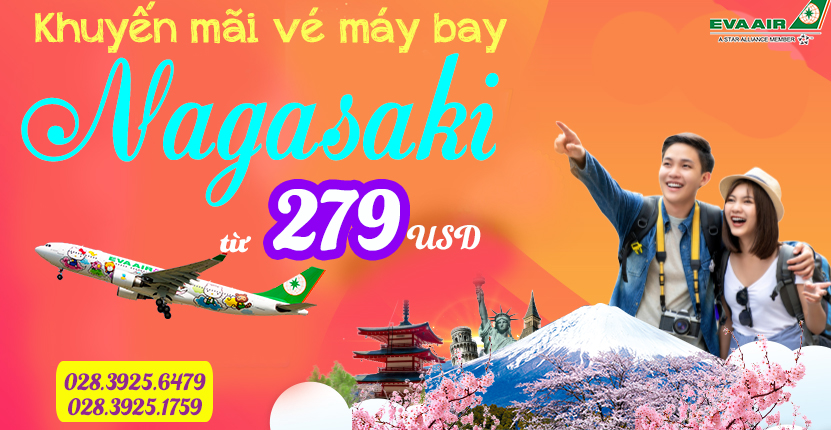 Siêu khuyến mãi vé máy bay EVA Air đi Nagasaki