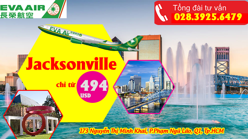 Vé máy bay đi Jacksonville EVA Air