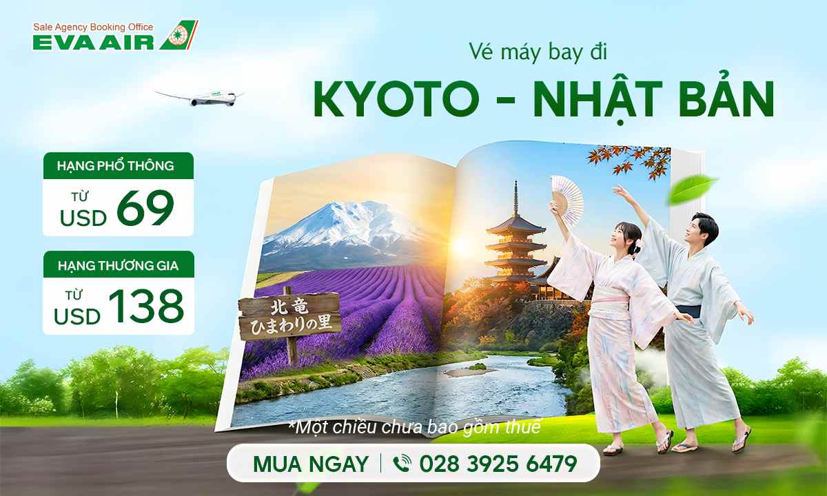 Vé máy bay EVA Air đi Kyoto giá rẻ nhất từ 69 USD