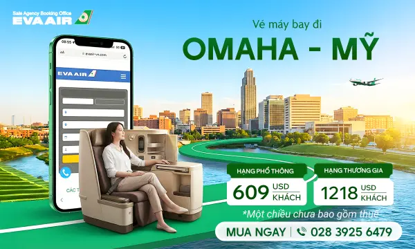 Khuyến mãi vé máy bay EVA Air đi Omaha