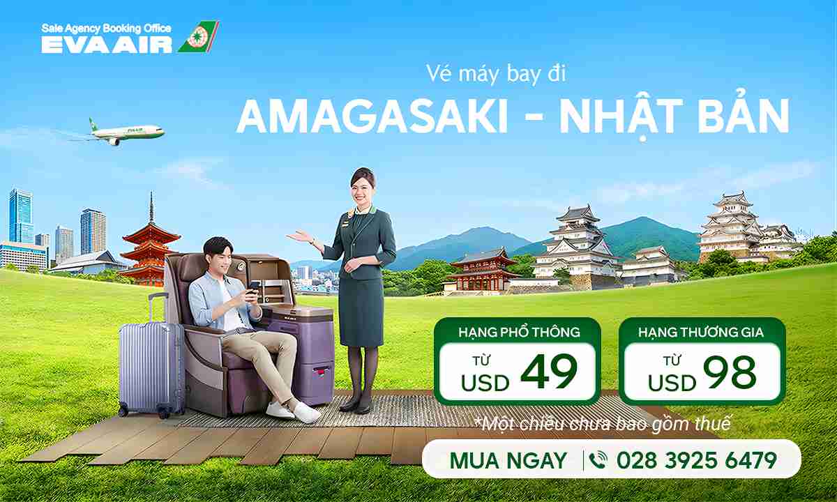 Vé Máy Bay Đi Amagasaki giá rẻ chính hãng – EVA Air