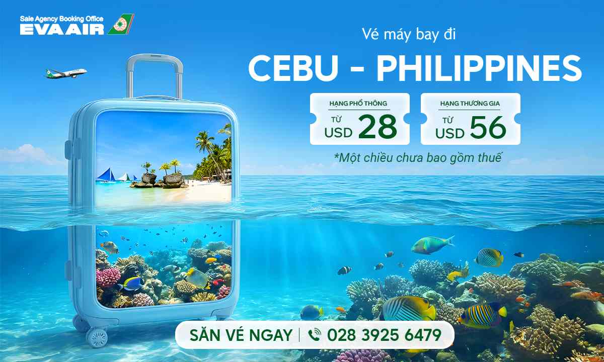 Vé máy bay đi Cebu EVA Air từ 99 USD