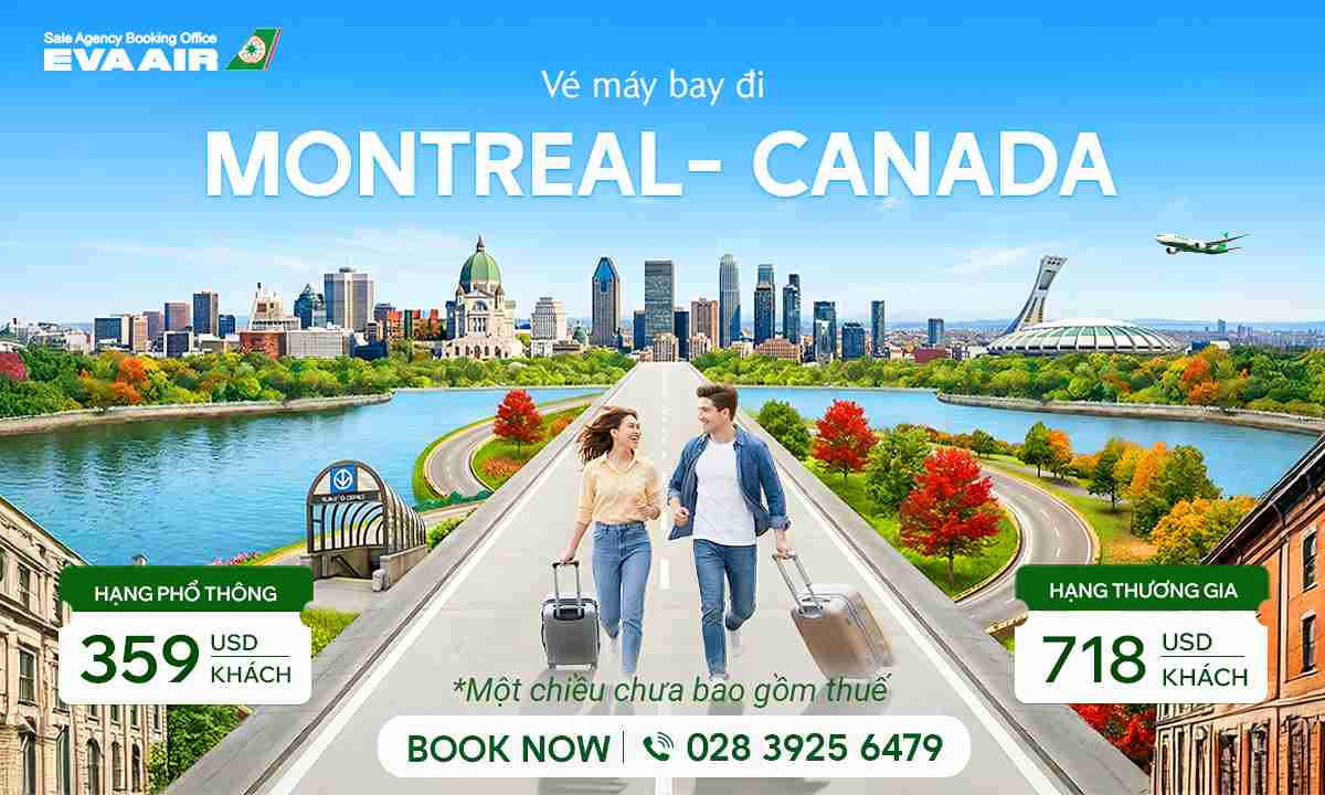 Vé máy bay đi Montreal EVA Air