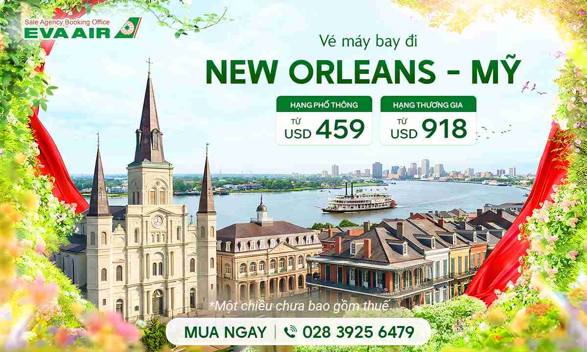 Vé máy bay đi New Orleans EVA Air
