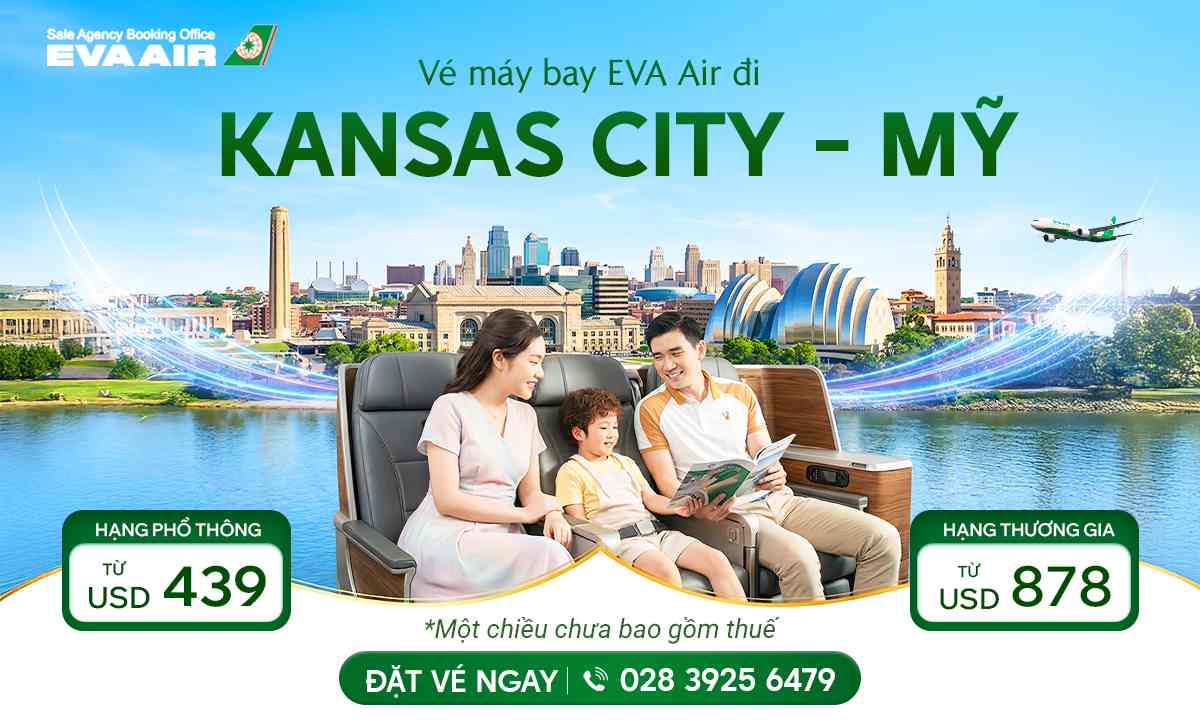 Vé máy bay EVA Air đi Kansas City giá khuyến mãi