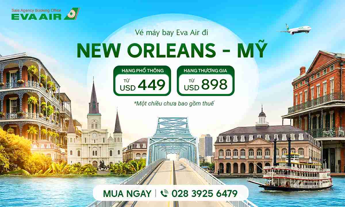 Vé máy bay EVA Air đi New Orleans