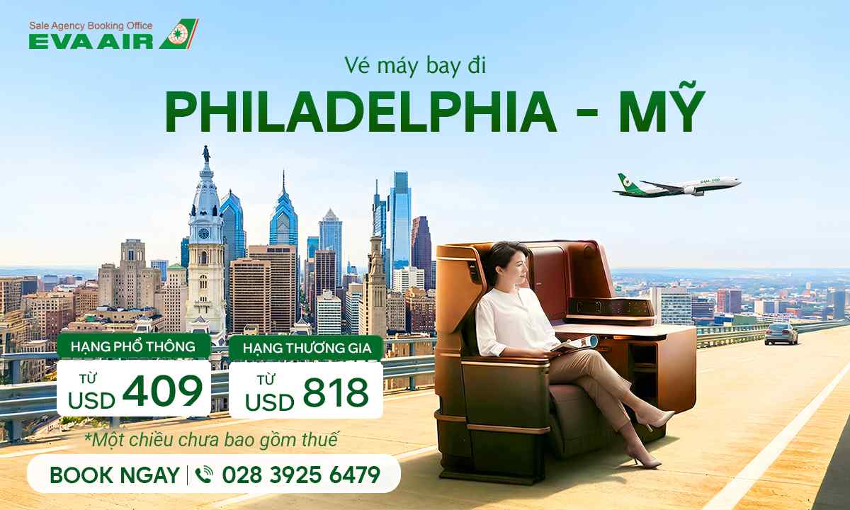 Vé máy bay EVA Air đi Philadelphia
