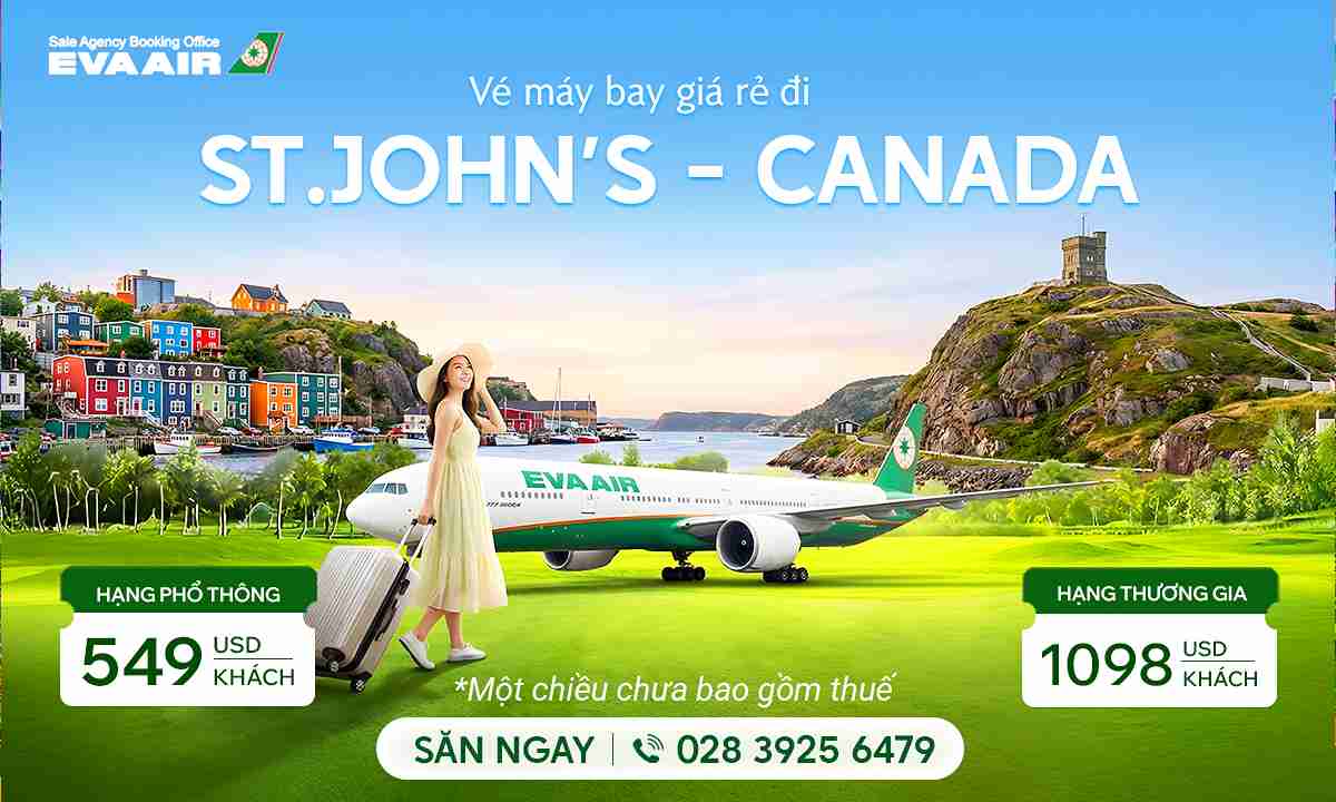 Vé máy bay EVA Air đi St.John’s giá rẻ
