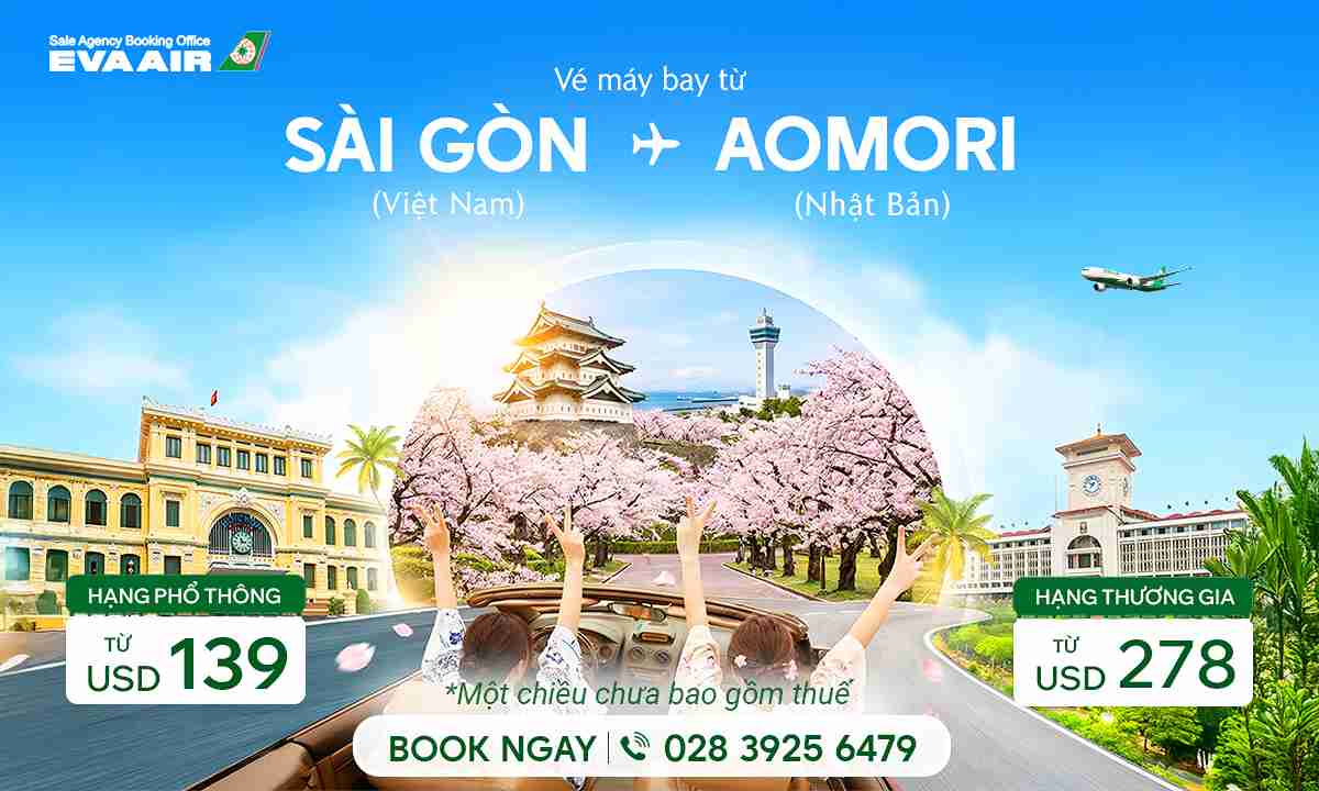 Vé máy bay Sài Gòn đi Aomori giá rẻ nhất chỉ từ 139 USD
