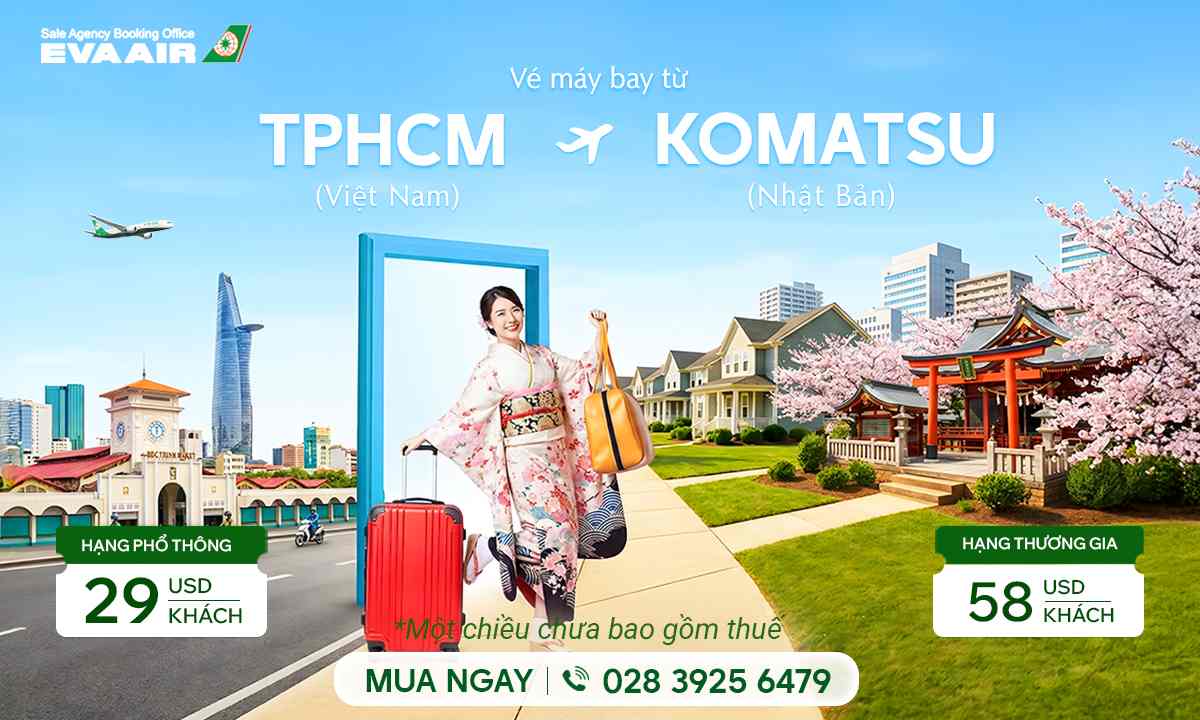 Vé máy bay TPHCM đi Komatsu – Lịch bay & Giá vé mới nhất